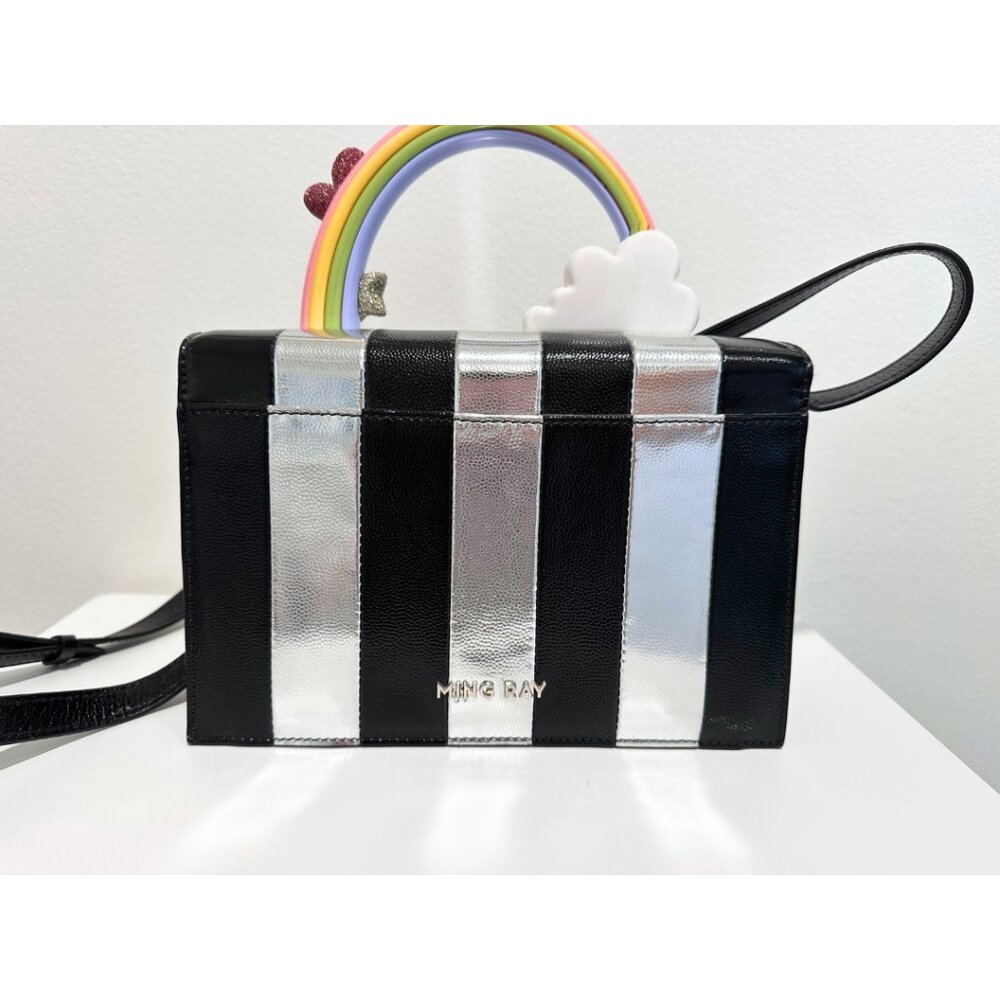 Ming Ray Leather Striped Handle Bag - Picture 2 of 4